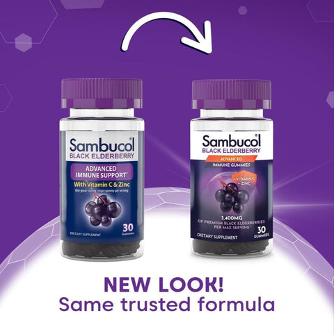 Sambucol Black Elderberry Gummies With Vitamin C & Zinc - Sambucus Elderberry Gummies For Immune Support High Antioxidants Gluten Vegan Elderberry With Zinc & Vitamin C - 30 Count 2 Pack