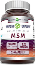 Amazing Nutrition Formulas MSM (Methylsulfonylmethane) Supplement | 2000 Mg Per Serving | Capsules | Non-GMO | Gluten | Made in USA (1 Pack 250 Count)
