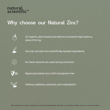 Organic Zinc Supplements 30Mg - For Men And Women - From Organic Guava Leaf - Plant-Based, Gluten-Free, Vegan, Non-Gmo - 60 Capsules - Premium Dietary Supplement By Natural Scientific