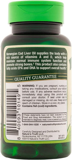 Nature's Truth Norwegian COD Liver Oil Supplement, 100 Count