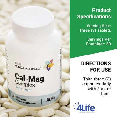 4Life Cal-Mag Complex - Supplement for Healthy and Strong Muscle Bone and Joint Support - Supplement with Calcium Magnesium Vitamin D and Vitamin K - 90 Tablets