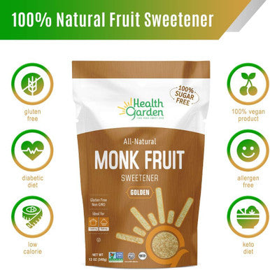 Health Garden Monk Fruit Sweetener Golden- Non Gmo - Gluten - Sugar Substitute - her - Keto Friendly (1 Lb)