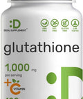 Deal Supplement Glutathione Supplement 1000mg Per Serving 98% Purity | Plus Vitamin C 500mg Active Reduced Form (GSH) | Intracellular Antioxidant Supports Detoxification & Immune Health