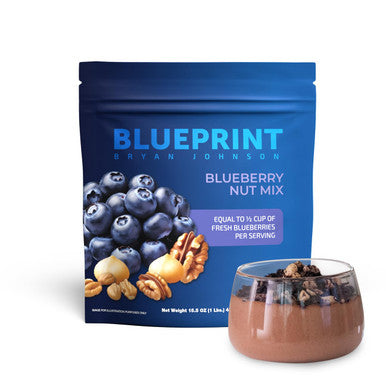 Blueprint Bryan Johnson Blueberry Nut Mix Real Blueberries Roasted Macadamia Nuts and Walnuts No Additives or Added Sugars Keto and Paleo Friendly 170mg Polyphenols 30 Servings
