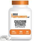 BulkSupplements Calcium Citrate Capsules - Calcium Supplements for Bone Health - Unflavored - 1000mg (210mg of Calcium) (180 Capsules)