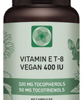 Vitamin E All 8 Tocopherols + Tocotrienols 400 IU Vegan Alpha Tocopherol/Tocotrienol + Beta Tocopherol/Tocotrienol + Gamma Tocopherol/Tocotrienol + Delta Tocopherol/Tocotrienol (180)