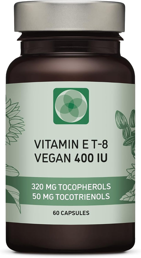 Vitamin E All 8 Tocopherols + Tocotrienols 400 IU Vegan Alpha Tocopherol/Tocotrienol + Beta Tocopherol/Tocotrienol + Gamma Tocopherol/Tocotrienol + Delta Tocopherol/Tocotrienol (180)
