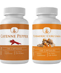 PURE ORIGINAL INGREDIENTS Cayenne Pepper & Turmeric Curcumin Capsules Bundle (100 Capsules Each) No Additives Or Fillers, Lab Verified