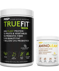Vegan AminoLean Pre Workout Energy (Pineapple Coconut 25 Servings) with TrueFit Vegan Protein Powder (Salted Chocolate 2 LB)
