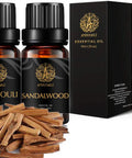 Aromatherapy Sandalwood Essential Oil Set for Diffuser, 100% Pure Patchouli Essential Oil Kit for Humidifier, 2x10ml Therapeutic Grade Essential Oils Set-Sandalwood Oil,Patchouli Oil for Home Massage