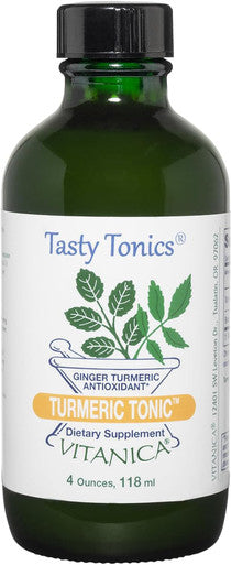 Vitanica Turmeric Tonic Non-GMO Liquid Turmeric Curcumin Supplement 1000 mg with Black Pepper and Ginger Antioxidant Vegan Gluten 4 Ounce