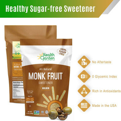 Health Garden Monk Fruit Sweetener Golden- Non Gmo - Gluten - Sugar Substitute - her - Keto Friendly (1 Lb)