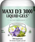 Maxi Health Kosher Vitamin D3 3000 IU - Pure Vitamin D 3000 IU for Healthy Bones Teeth Immune Support - High Absorption Vit D3 (180 Liquid Gels)