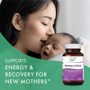 Pure Essence Mother and Child Postnatal Vitamins with Whole Foods, Super Foods, Minerals, Iron, Folate, Non GMO, Vegan - 120 Tablets