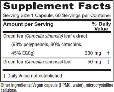 Vitanica Green Tea Extract Supplement 330mg 45% EGCG 98% Polyphenols and 80% Catechins Energy Antioxidant and Immune Support Vegan 60 Capsules