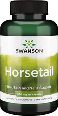 Swanson Horsetail - Herbal Supplement Supporting Healthy Hair Skin & Nails - Natural Ingredients for Bone Health & Urinary Tract Support - (90 Capsules 500mg Each)