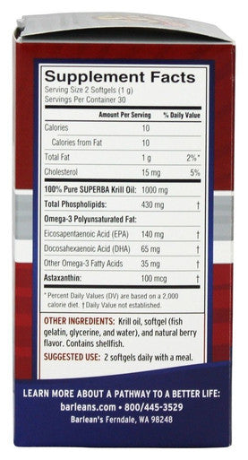 Barlean's Organic Oils Wild And Whole Krill Oil 60 Count