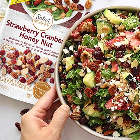 Salad Pizazz! Dried Strawberry Flavored Cranberries & Honey Roasted Pecans, Walnuts & Almonds Salad Topper - 3.75 Ounce (Pack of 12)