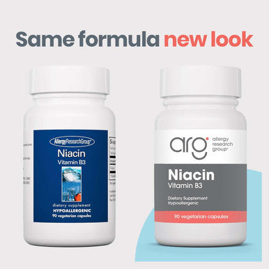 Allergy Researcg Group Niacin Supplement - Vitamin B3 For Men & Women, Niacin With Flush, Nicotinic Acid, Nad, 250Mg Vegetarian Capsules - 90 Count
