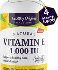 Healthy Origins Vitamin E 1000 IU (Natural) Mixed Tocopherols Vitamin E Supplement GlutenFree and NonGMO Skin Hair and Nails Vitamin 120 Softgels
