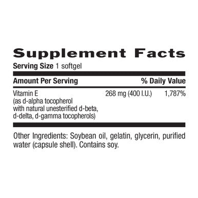 Country Life Natural Vitamin E-Complex 268Mg (400 Iu) With Mixed Tocopherols 90 Softgels Certified Gluten Free