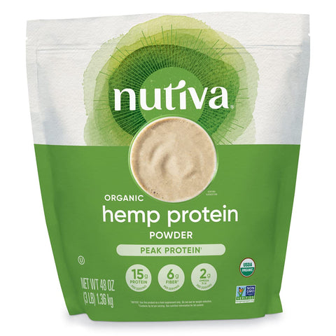 Nutiva Organic Cold-Pressed Raw Hemp Seed Protein Powder, Peak Protein, 16 Ounce, USDA Organic, Non-GMO, Whole 30 Approved, Vegan, Gluten-Free & Keto, Plant Protein with Essential Amino Acids