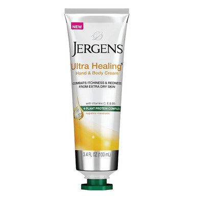 Jergens Ultra Healing Hand & Body Cream for Dry Skin, 3.4 Ounces, Formulated with Vitamins C, E & B5 plus Plant Protein Complex, for Extra Dry Skin Relief