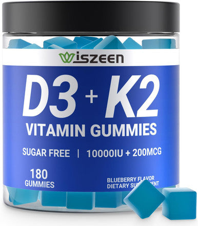 Sugar-Vitamin D3 K2 Gummies, Vitamin D3 10000Iu & Vitamin K2(Mk7) 200Mcg With Calcium, D3 K2 Vitamin Supplements For Adults - Bones Muscle Teeth Immune Support