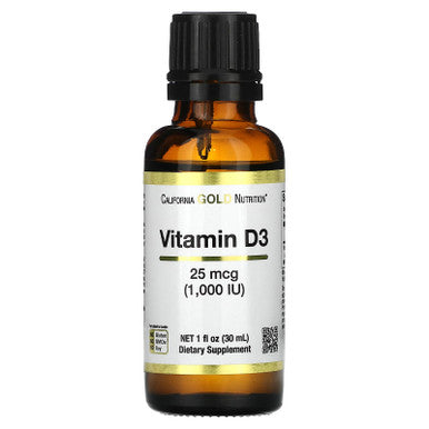California Gold Nutrition Vitamin D3, 25 Mcg (1,000 Iu), 1 Fl Oz (30 Ml)