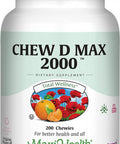 Maxi Health Chewable Vitamin D3 2000 IU Supplement - Delicious Natural Bubble Gum Flavor - Supports Calcium Absorption Immune and Bone Health in Adult Women Men Children & Toddlers - 200 Chews