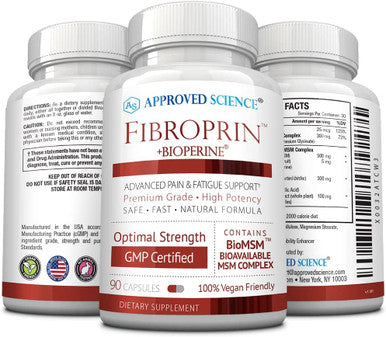 Approved Science Fibroprin Fibromyalgia Relief Ease Nerve Joint and Muscle Aches Improve Mobility Fast Acting 270 Capsules Vegan Made in The USA
