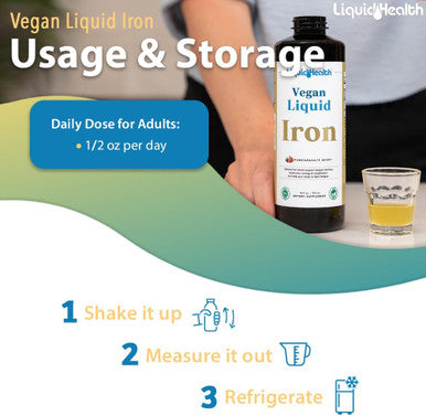 Liquidhealth Vegan Liquid Iron Supplement with SunActive & Ferrochel Iron - Natural Energy Immune System & Metabolic Support Increase Mental Clarity Prenatal/Postnatal - Non-GMO Sugar (16 oz)