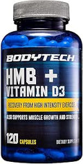 BODYTECH HMB + Vitamin D3 Supports Muscle Growth and Strength 120 Vegetable Capsules