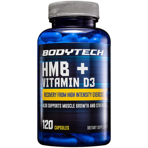 BODYTECH HMB + Vitamin D3 Supports Muscle Growth and Strength 120 Vegetable Capsules
