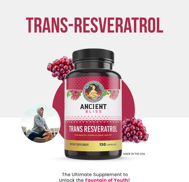 Ancient Bliss Resveratrol Powerful Antioxidant Supplement With Green Tea, Grape Seed Extract, Cardiovascular, Vitality & Immune Support Supplement For Men & Women