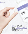 Biotin 10000mcg | 150 Capsules - Hair Skin and Nail Support | Pure Biotin Supplement Extra Strength (Vegan, Gluten Free, Non-GMO, Lab Tested) - Biotin for Hair Growth Skin and Nails