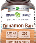 Amazing Nutrition Formulas Cinnamon Bark Supplement | 1000 Mg | 200 Veggie Capsules | Non-GMO | Gluten- | Made in USA