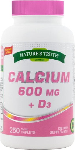 Nature's Truth Calcium 600 mg Plus Vitamin D3 Tablets, 250 Count