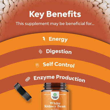 White Kidney Bean Energy Booster - White Kidney Bean Extract Pill and Natural Vegetarian Supplements - Natural Energy Pills and White Bean Extract Supplements