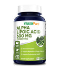 Alpha Lipoic 600 mg 180 Veggie Capsules (Vegetarian, Non-GMO & Gluten-Free) - 300 mg per Capsule