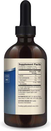 Dr. Mercola Organic Zinc Liquid Drops, 15 Mg Per Serving, 3.88 Fl Oz (115 Ml), About 28 Servings, Dietary Supplement, Supports Immune And Organ Health, Non Gmo, Usda Organic, Nsf Certified