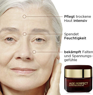 L'Oreal Paris Day Cream Age Perfect Extra Rich Anti-Ageing Face Care Wrinkle And Firming For Very Mature And Dry Skin With Manuka Honey And Calcium B5 50 Ml
