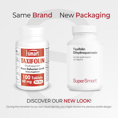 Supersmart Taxifolin 60 mg Per Day Dihydroquercetin Extract from Siberian Larch for Vascular Protection Antioxidant Russian NonGMO Gluten Free 100 Tablets
