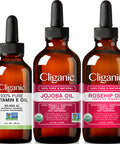 Cliganic Face Oil Trio: Vitamin E, Jojoba, Rosehip Oil