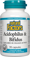 Natural Factors Acidophilus Bifidus Promotes WellBeing Digestive Health 90 Capsules
