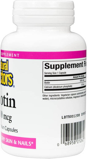 Natural Factors Biotin 5000mcg Promotes Healthy Hair Nails 60 Vegetarian Capsules