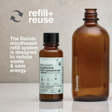 Davids Hydroxi Fresh Breath Mouthwash Starter Kit Alcohol-Free Fluoride-Free Nano-Hydroxyapatite for Remineralizing & Enamel Health Relieves Dry Mouth Fresh Mint 16 fl oz