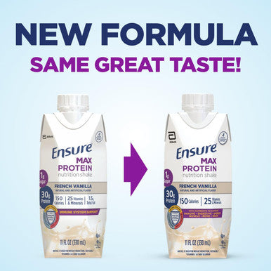 Ensure Max Protein Nutrition Shake With 30G Of Protein 1G Of Sugar High Protein Shake French Vanilla Liquid 11 Fl Oz (Pack Of 12)