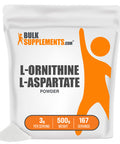 BulkSupplements L-Ornithine L-Aspartate Powder - Amino s Supplement for Liver Health - , 3g (3000mg) , 167 Servings (500 Grams - 1.1 lbs)