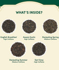 Vahdam Assorted Black Tea Sampler Set (5 Flavors 20 Tea Bags) Gluten Non GMO | Tea Variety Pack - Long Leaf Pyramid Black Tea Bags Variety Pack | s for Women & Men Tea Set